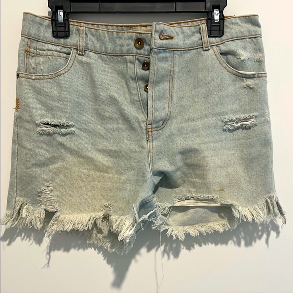 Chelsea & Violet Light Blue Distressed Jean Shorts